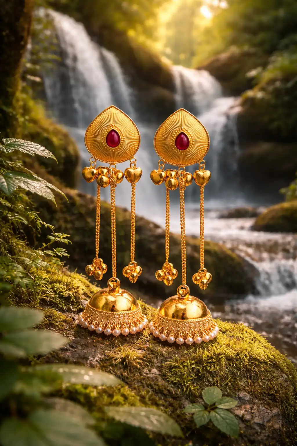 Golden Cascade Heart Jhumka ✨ 3