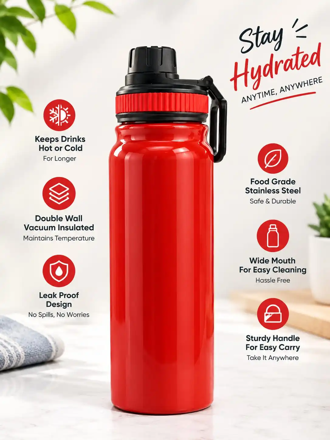 Isulated Hot & Cold Stainless Steel Water Bottle. 1