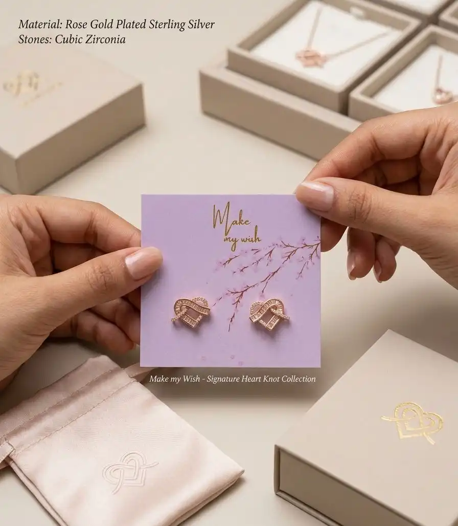 Rose Gold Heart Knot Earring 1