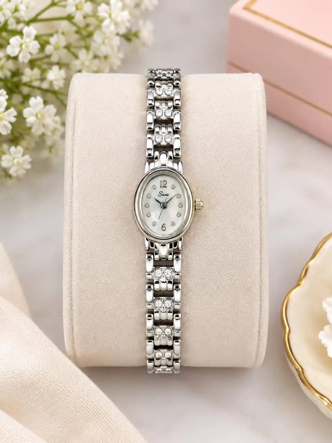 Women's Elegant Silver - Tone Analog Bracelet Watch 1
