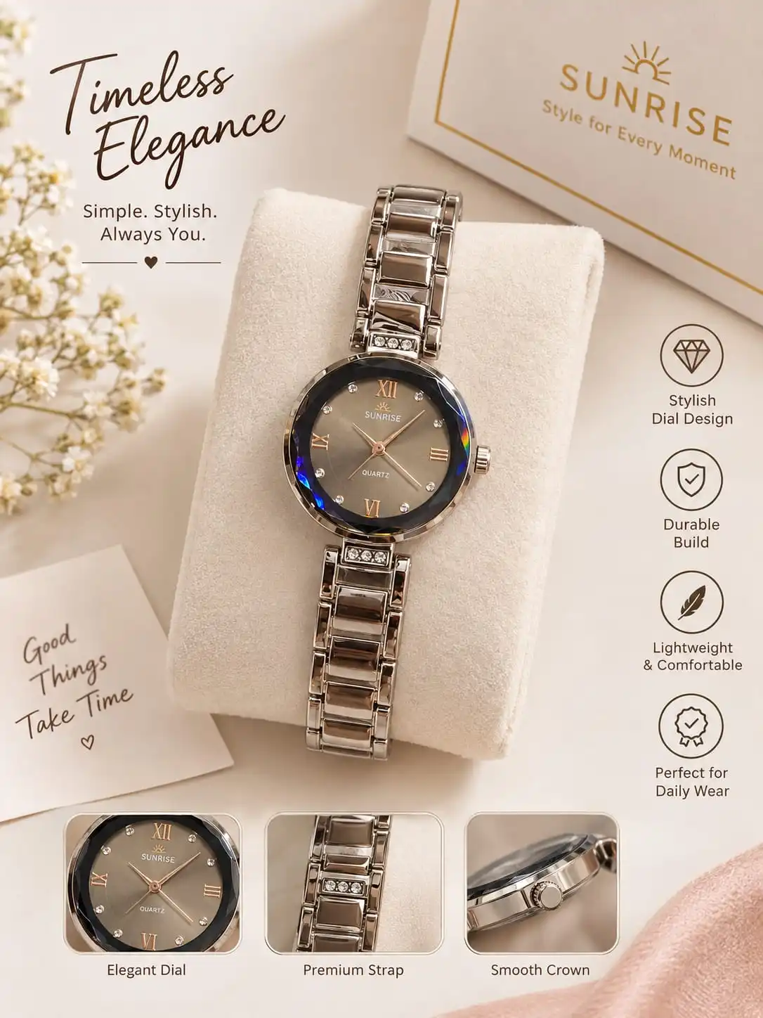 Anti-Tarnish Women's Elegant Metal Watch . 2