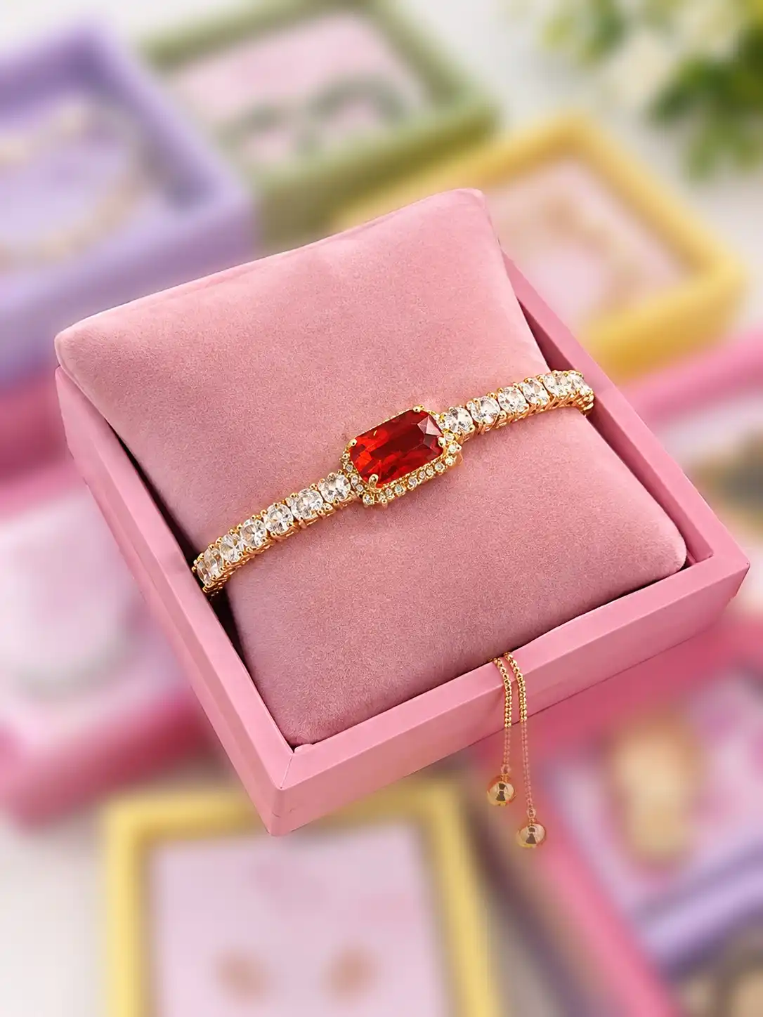 Anti-Tarnish Crystal Adjustable Bracelet.  2