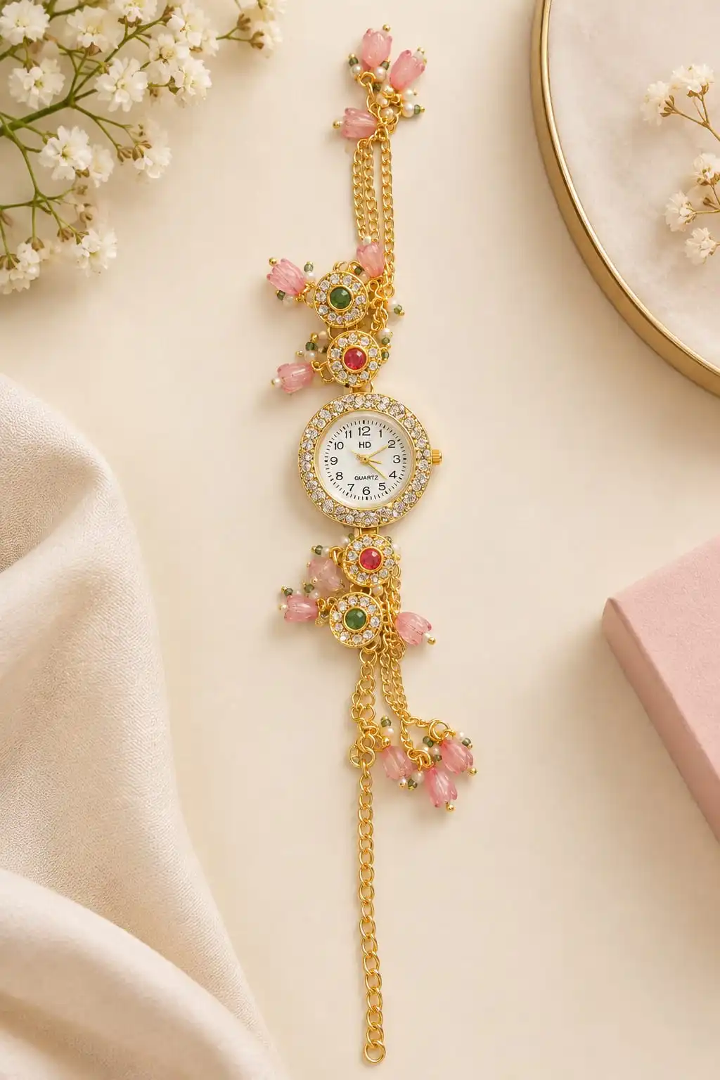 Pink Floral Kashmiri Watch 1