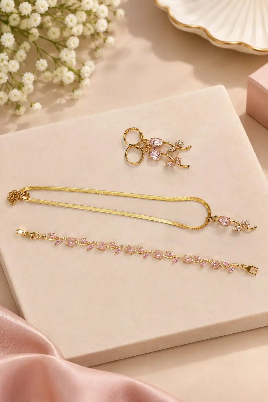 Anti-Tarnish Tulip Jewellery Set. 1