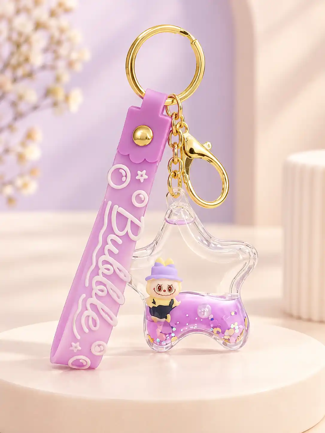 Cute Labubu doll liquid floating keychain. 1