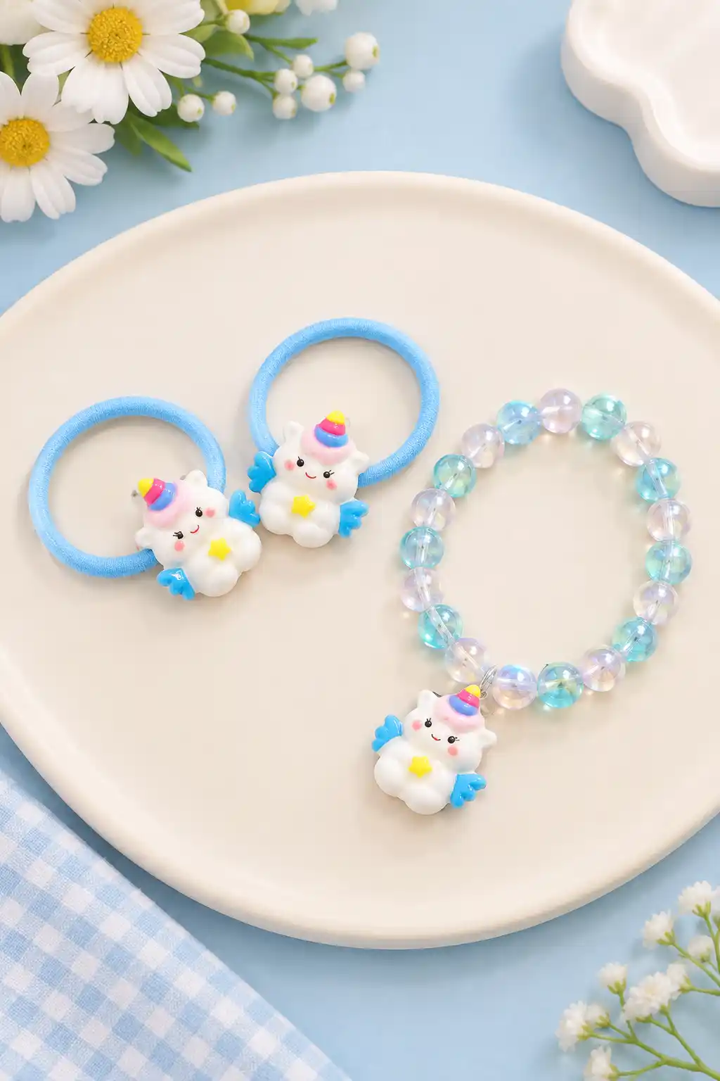 Cute Unicorn Baby Hair Accessories & Bracelet Set ๐ฆ๐ 1