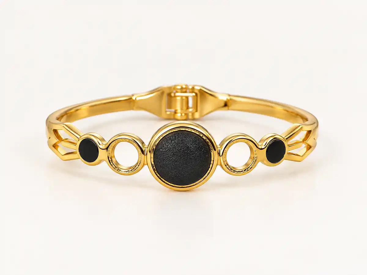 Name: Golden Black Stone Designer Bracelet 3