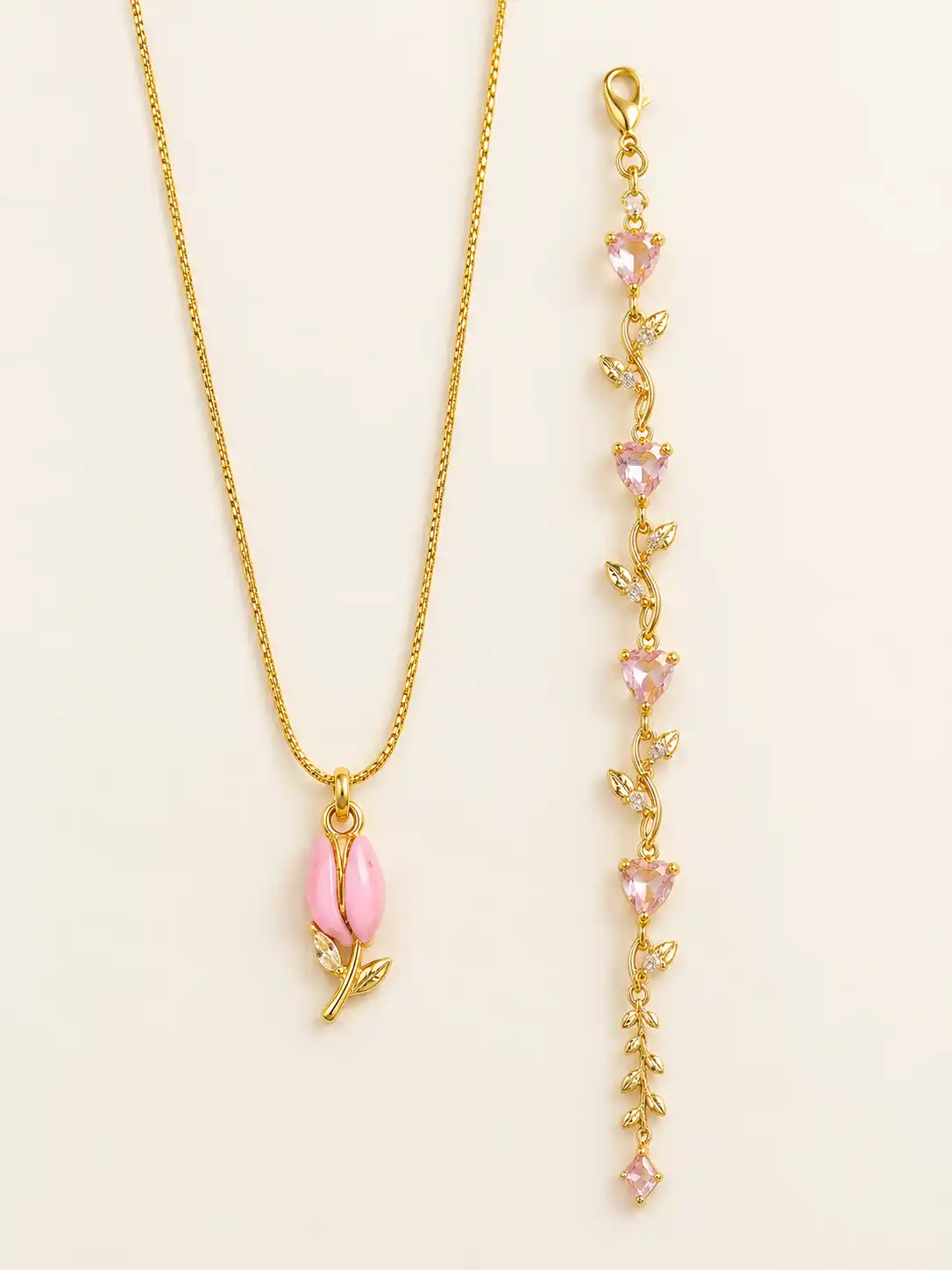 Anti-Tarnish Tulip Bracelet and Pendant Combo 1