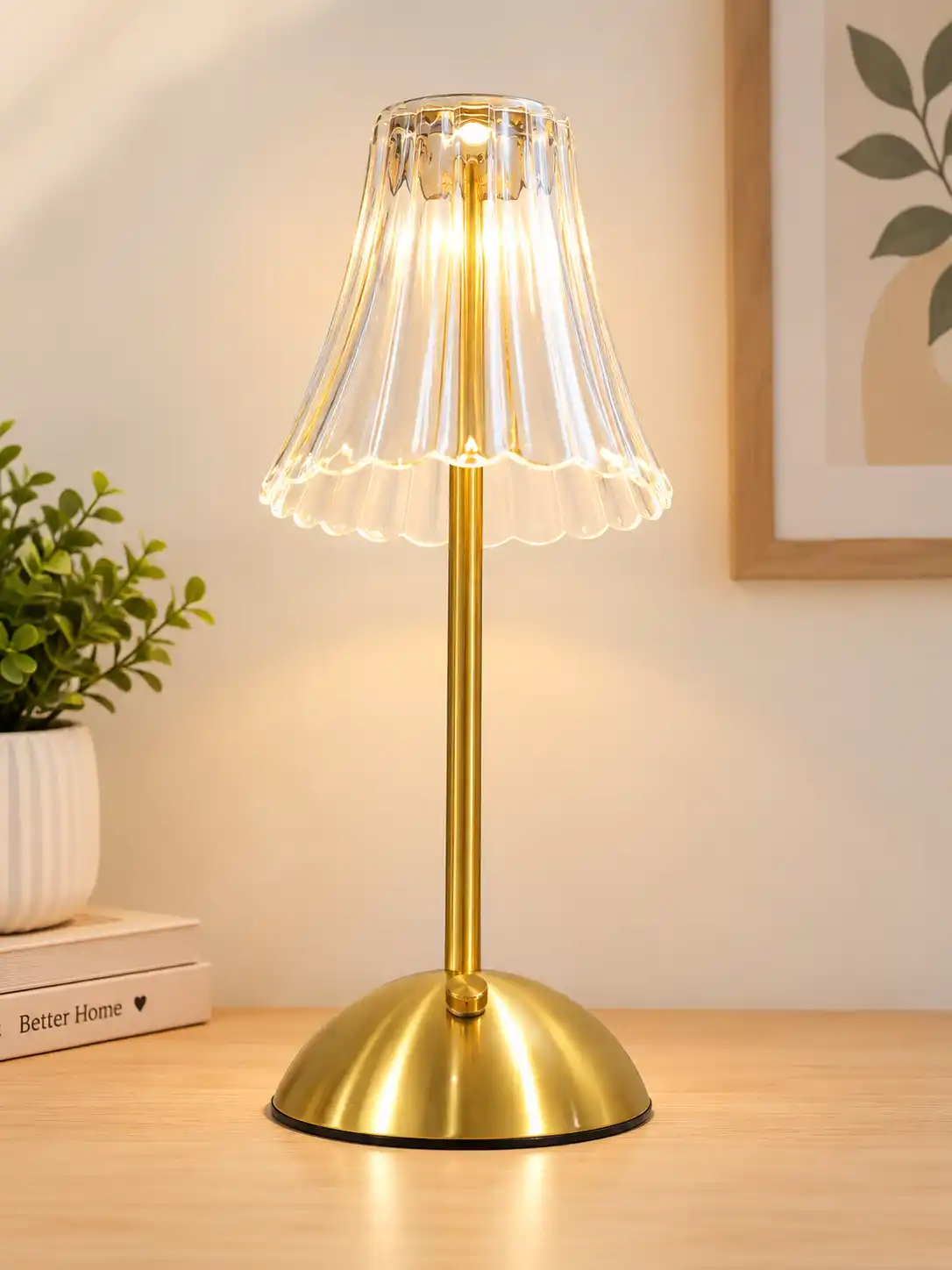 Elegant Gold Table Lamp with Plastic Shade 1