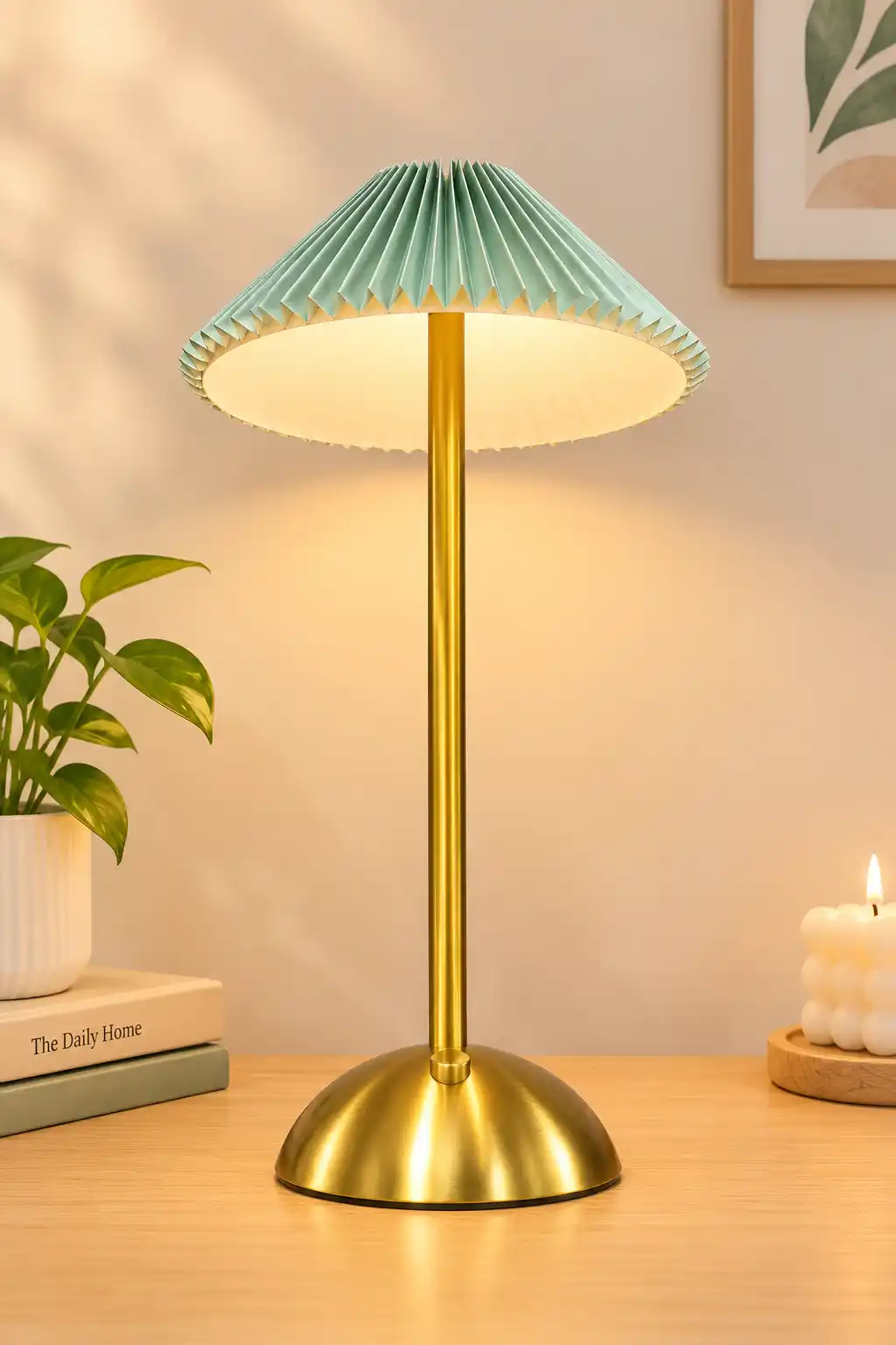 Elegant Gold Floor Lamp with Pleated Fabric 1
