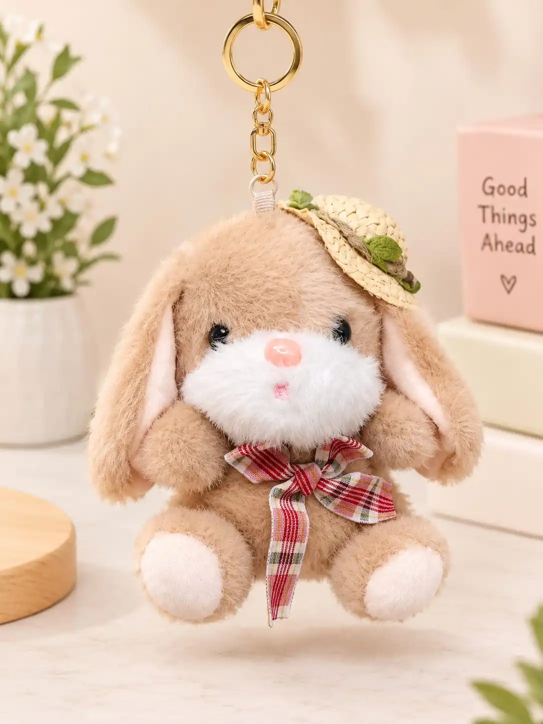 Cute Bunny Hat Plush Keychain 3