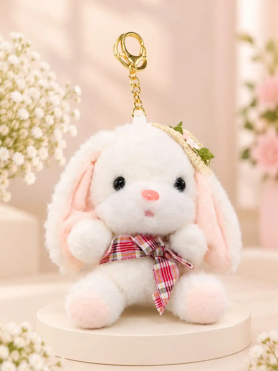 Cute Bunny Hat Plush Keychain 1