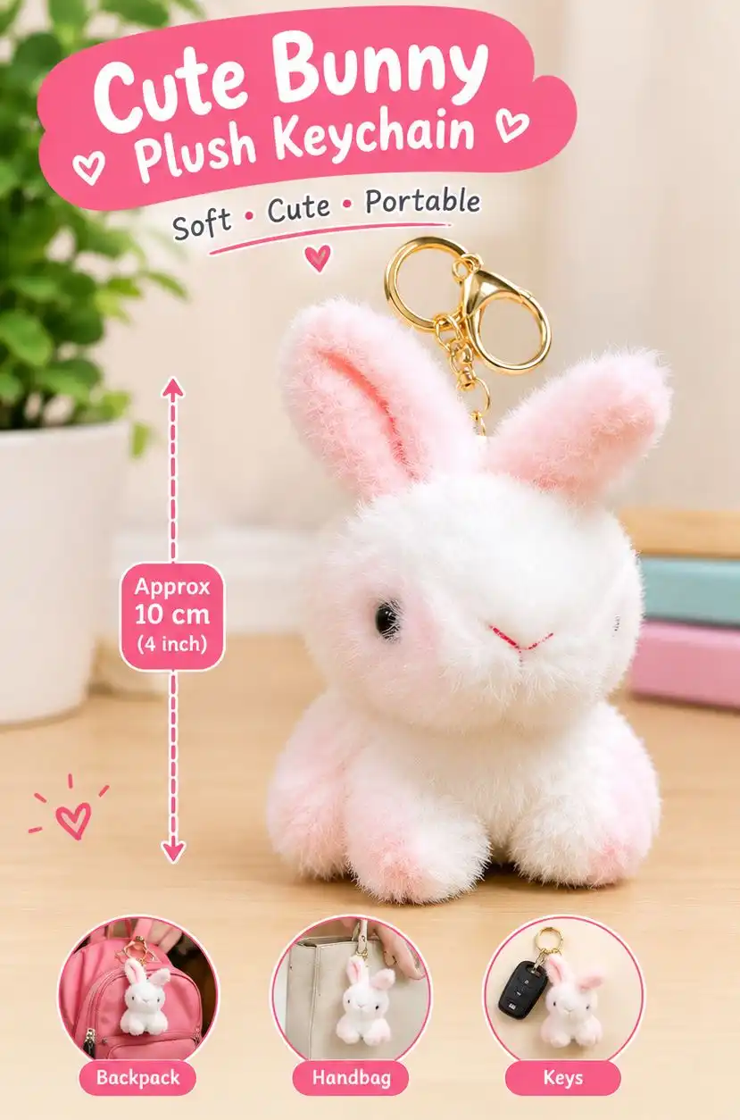 Cute Bunny Plush Keychain 2