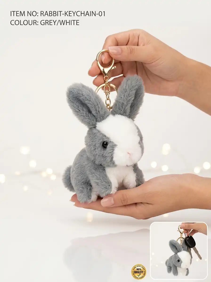 Cute Bunny Plush Keychain 4