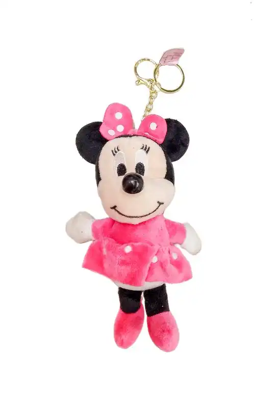 Minnie Mouse Plush Keychain – Pink Polka Dot Dress Bag Charm 1