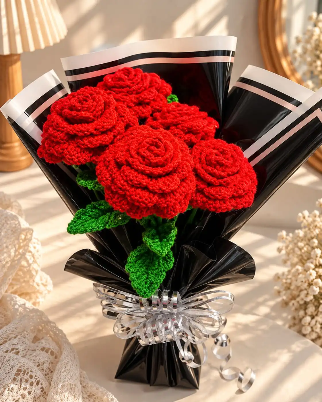 Crochet Red Rose Bouquet 1