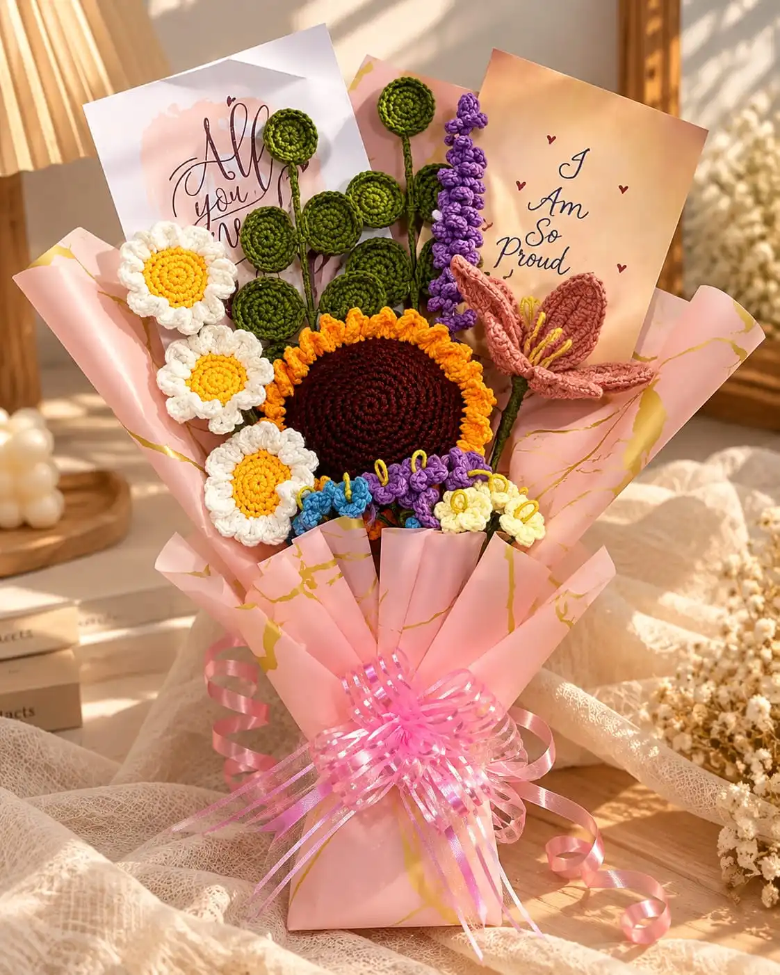Blooming Sunshine Crochet Bouquet . 1
